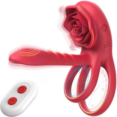 Anillo para el pene Rosa Vibrador Punto G Con Control Remoto