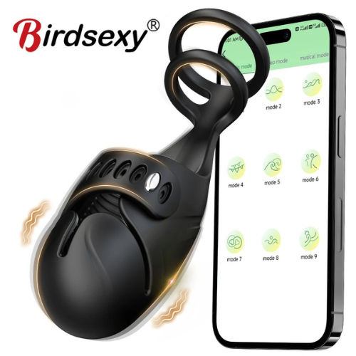 BirdSexy Anillo Doble Vibrador Aumente Su Resistencia Con App