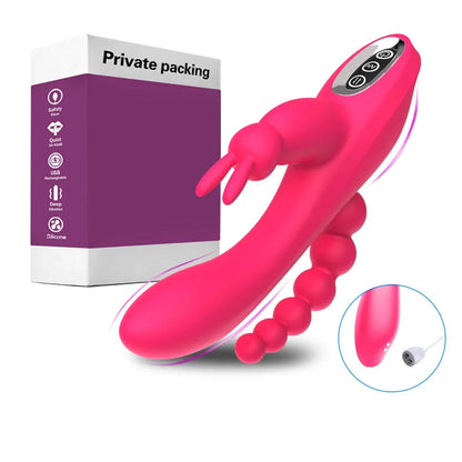 Vibrador Conejo 3 en 1 Vibración Turbo