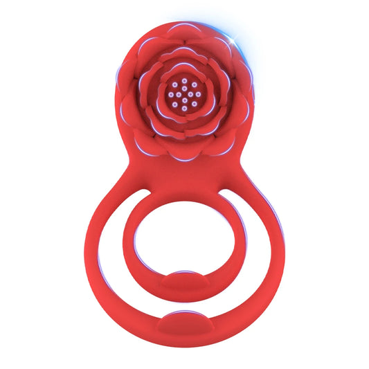 Rosa Anillo Doble Estimulador Clitorial con Control Remoto