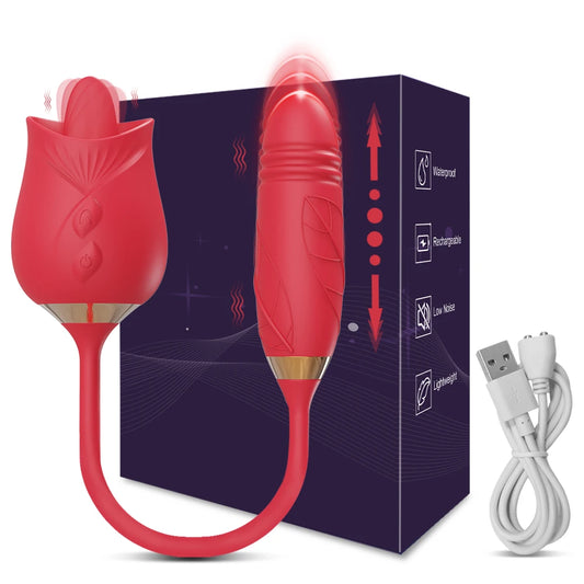 Vibrador Flor Lamer 2 en 1