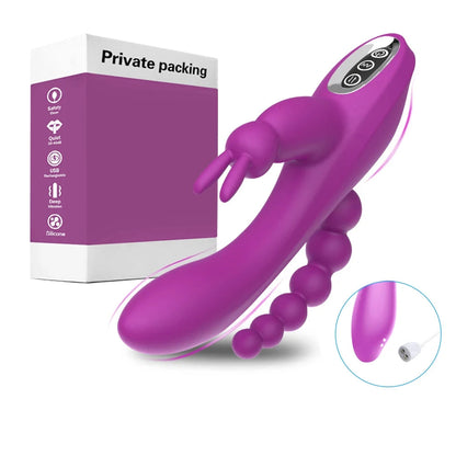 Vibrador Conejo 3 en 1 Vibración Turbo